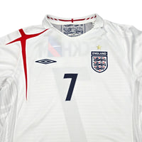 2005/07 England Home Football Shirt (L) Umbro #7 Beckham - Football Finery - FF203275