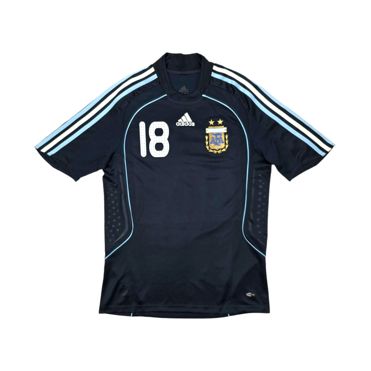 2007/09 Argentina Away Football Shirt (M) Adidas #18 Messi - Football Finery - FF203919