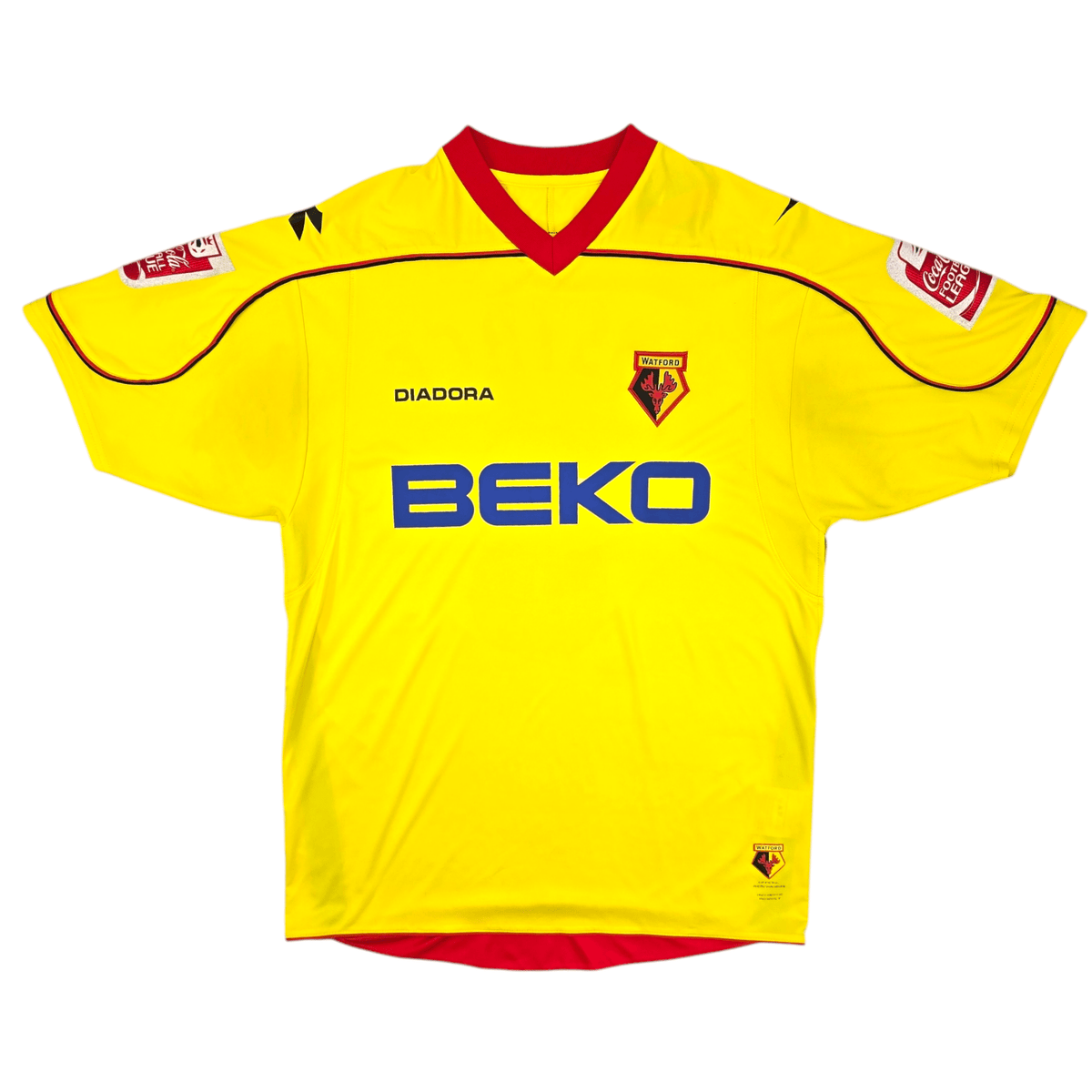 2008/09 Watford Home Football Shirt (L) Diadora #8 Eustace (EFL) - Football Finery - FF204518