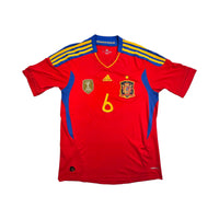 2010/11 Spain Home Football Shirt (L) Adidas # 6 Iniesta - Football Finery - FF202835