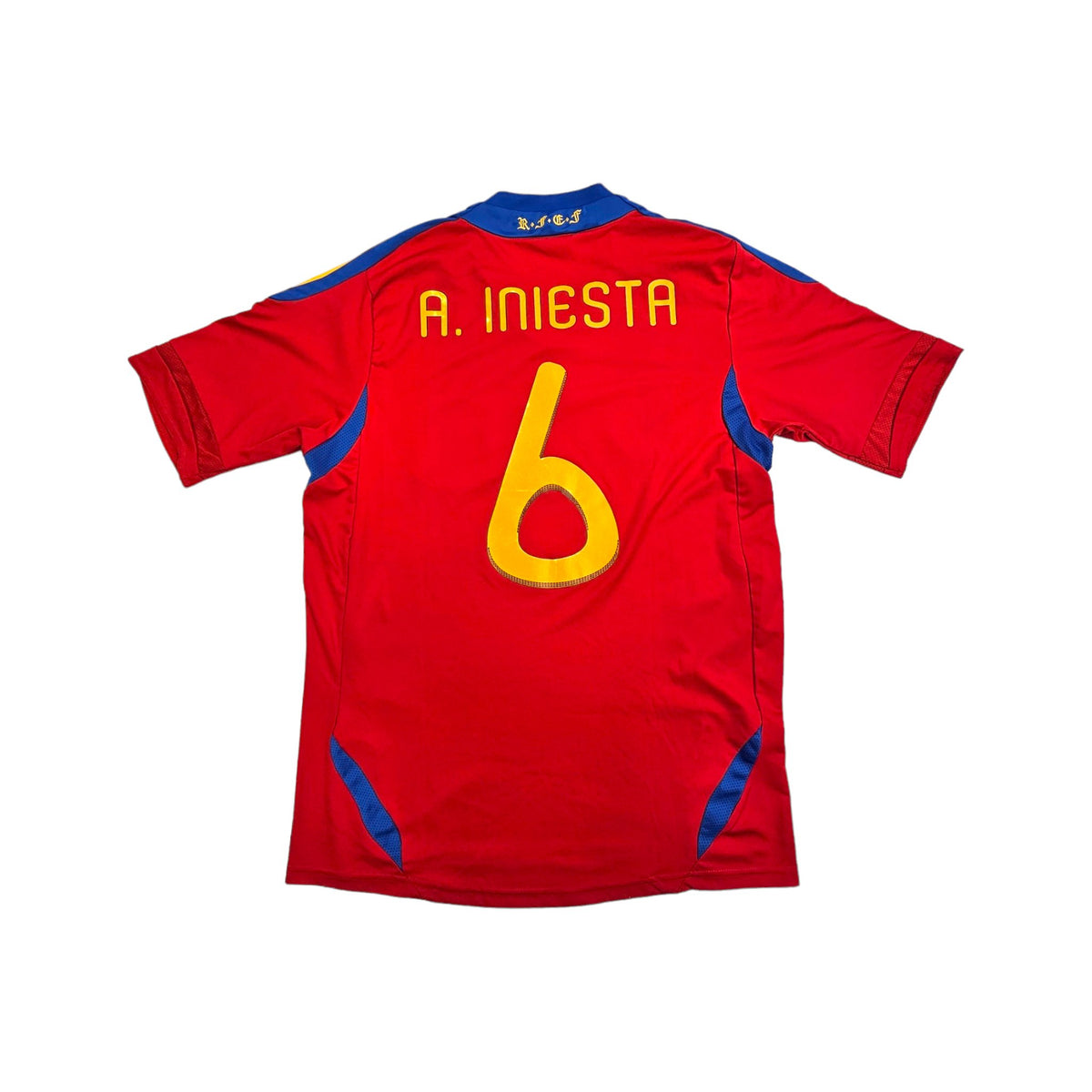 2010/11 Spain Home Football Shirt (L) Adidas # 6 Iniesta - Football Finery - FF202835