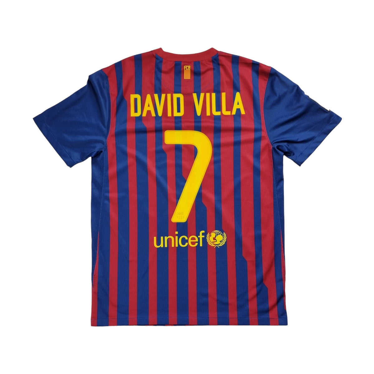 2011/12 Barcelon Home Football Shirt (M) Nike #7 Villa - Football Finery - FF202365