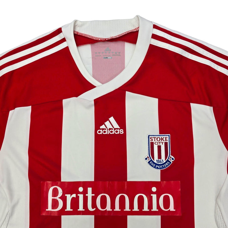 2011/12 Stoke City Home Football Shirt (L) Adidas #24 Delap - Football Finery - FF203927