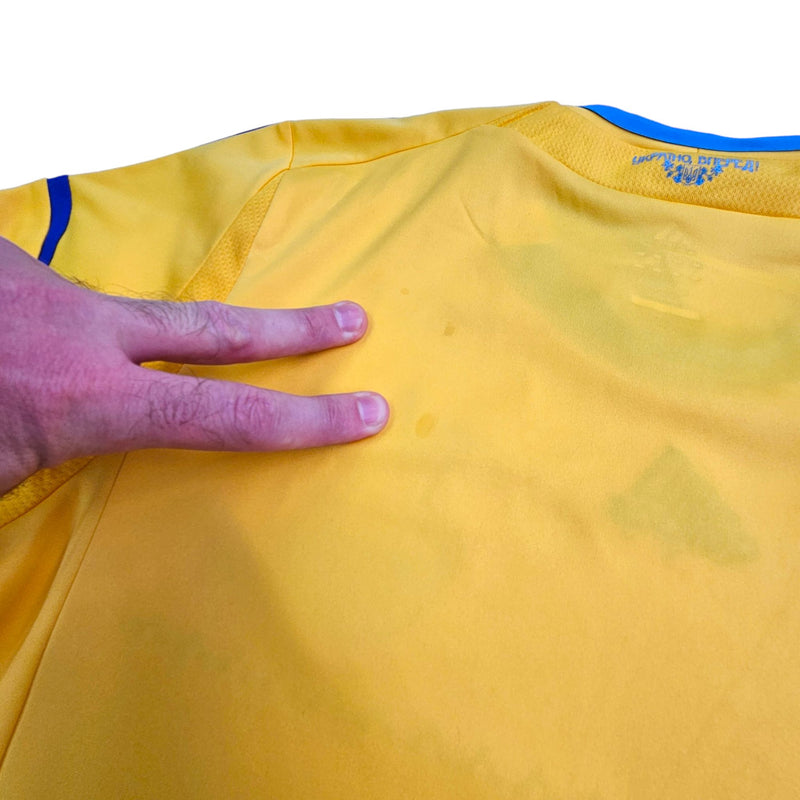 2012/14 Ukraine Home Football Shirt (M) Adidas (Euro 2012 Sleeve Patches) - Football Finery - FF203616