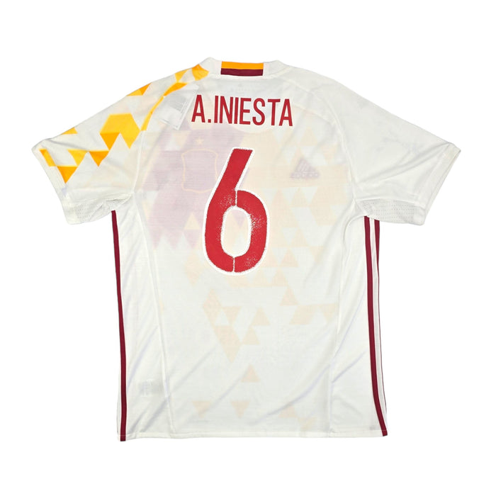 2016/17 Spain Away Football Shirt (L) Adidas #6 Iniesta - Football Finery -