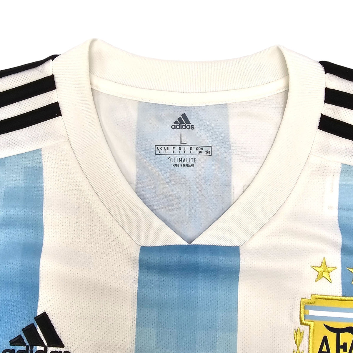 2018/19 Argentina Home Football Shirt (L) Adidas #10 Messi - Football Finery - FF204026