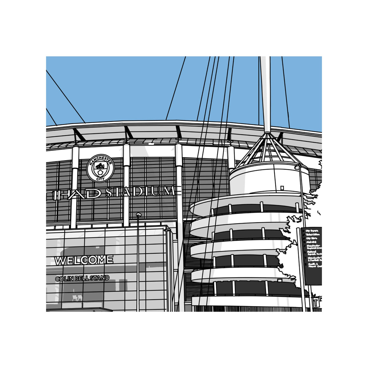 Manchester City Football Artwork - The Etihad - Football Finery - FF203122