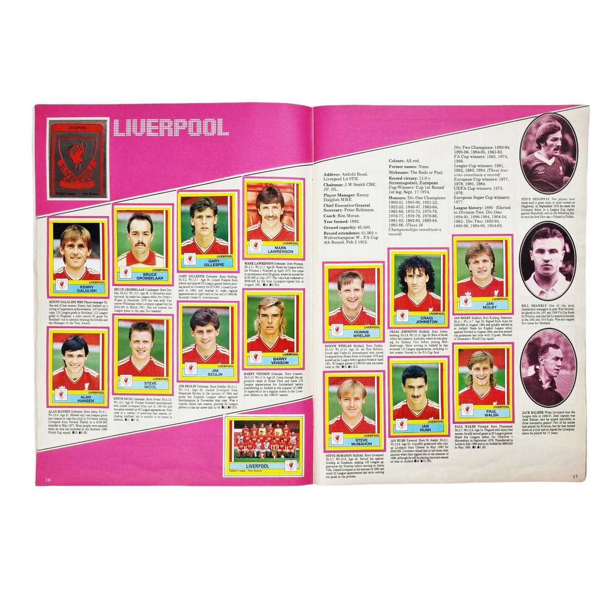 Panini 1987 Sticker Album English 1st Division & SPL (Complete) - Football Finery - FF202966